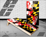 Maryland Flag Skull Cornhole Boards