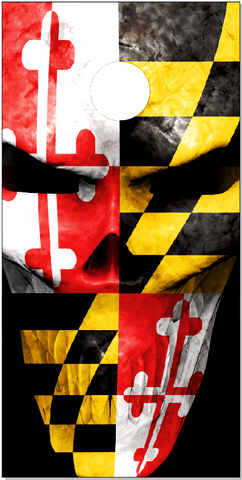 Maryland Flag Skull Cornhole Wrap