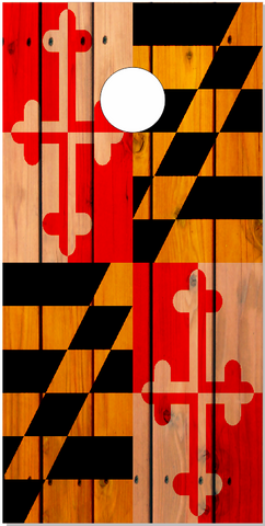 Maryland Flag Wood Planks Cornhole Wrap