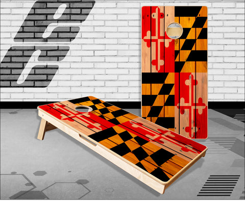 Maryland Flag Wood Cornhole Boards