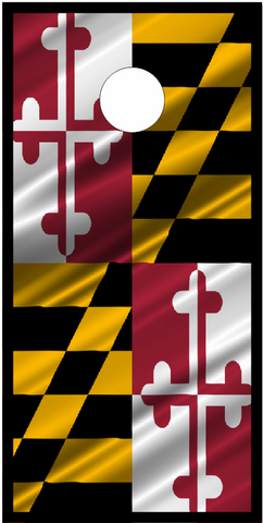 Maryland Flag ripples with Boarder UV Direct Print Cornhole Tops