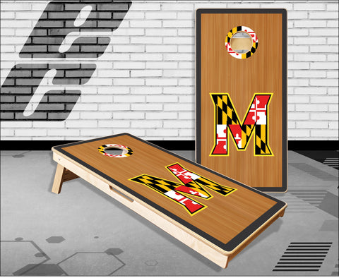 Maryland Flag with Side Panels Cornhole Boards