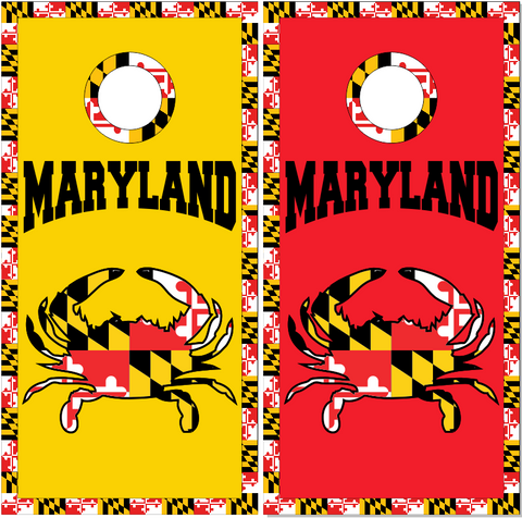 Maryland crab colors block letters UV Direct Print Cornhole Tops