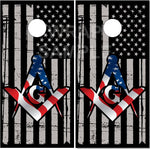 Masonic Grunge FLag Cornhole Wrap