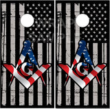 Masonic Grunge FLag Cornhole Wrap