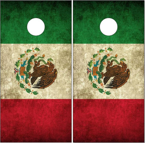 Mexican Flag Grunge Cornhole Wrap