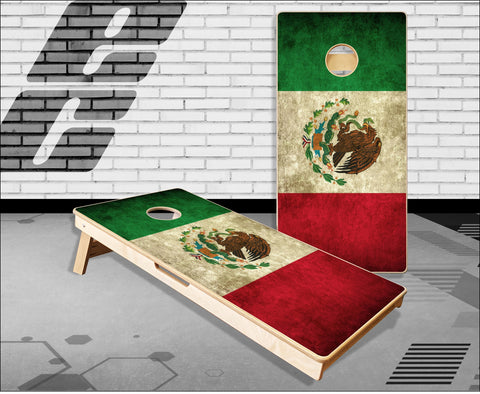 Mexican Flag Grunge Cornhole Boards