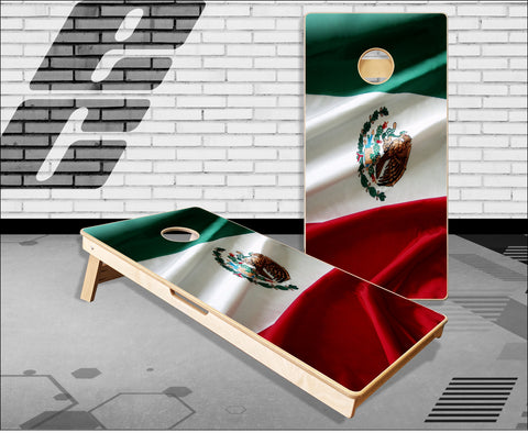 Mexican Flag Wavy Cornhole Boards