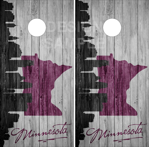 Minnesota Skyline Cornhole Tops