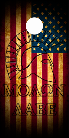 Molon Labe American Flag UV Direct Print Cornhole Tops