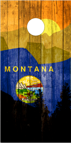 Montana Flag Mountains UV Direct Print Cornhole Tops