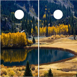Mountain Lake Scene UV Direct Print Cornhole Tops