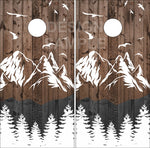 Mountain Wood Birds Trees Cornhole Wrap