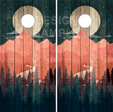 Mountains Night Wood Cornhole Wrap