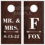 Mr. Mrs Arrow Wood Cornhole Wrap