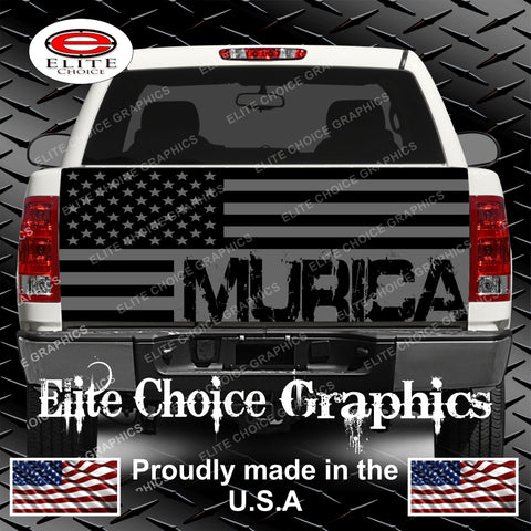 Murica Gray America Flag 2 Tailgate Wrap