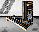 NYPD Blue Line Flag Cornhole Boards