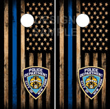 NYPD Blue Line Wood UV Direct Print Cornhole Tops