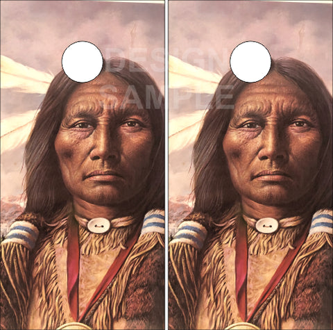 Native American Chief Cornhole Wrap