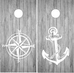 Nautical Anchor Compass Cornhole Wrap