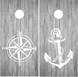 Nautical Anchor Compass UV Direct Print Cornhole Tops