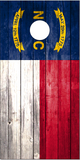 North Carolina Flag Weathered Wood Cornhole Wrap