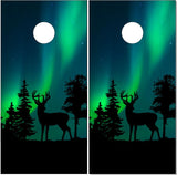 Northern Lights Deer Cornhole Wrap
