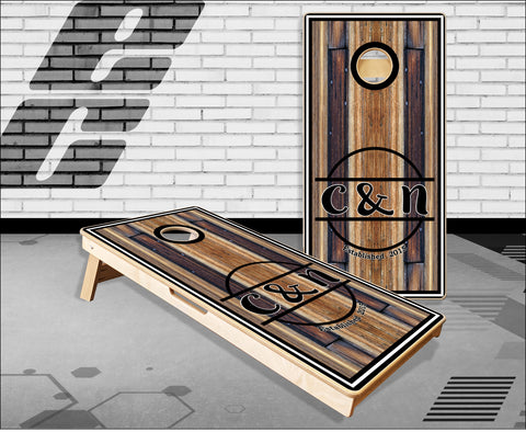 Oak Wood Family Round Cornhole Boards
