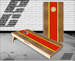 Oak Wood Look With Stripes Cornhole Boards