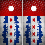 Oakland California Grunge Flag Cornhole Wrap