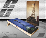 Oil Rig Night Day Cornhole Boards