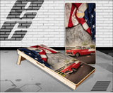 Old Car Flag Cornhole Boards