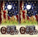 Old Tractor Flag Cornhole Wrap