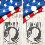 POW American Flag Wood Cornhole Wrap