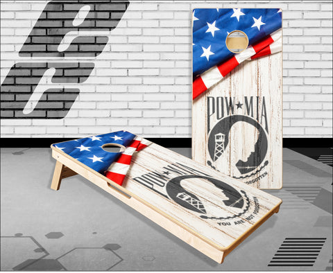 POW American Flag Wood Cornhole Boards