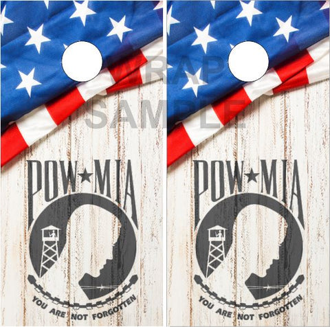 POW American Flag Wood UV Direct Print Cornhole Tops