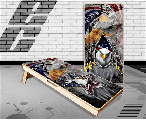 Patriotic America Eagle Cracks Cornhole Boards