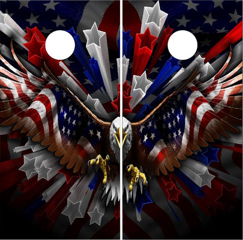 Patriotic American Flag Eagles UV Direct Print Cornhole Tops