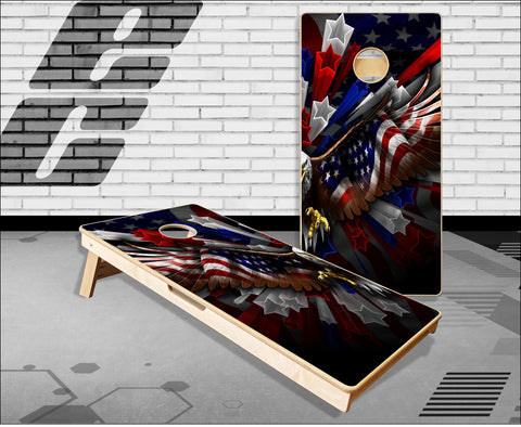 Patriotic American Flag Eagle Cornhole Boards