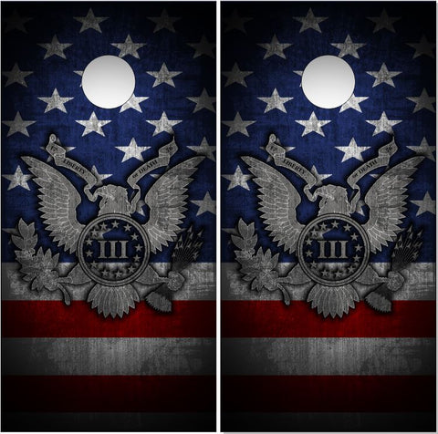 Patriotic Eagle Seal Flag 1776 UV Direct Print Cornhole Tops