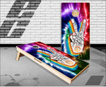 Peace Hand Tie Dye Cornhole Boards