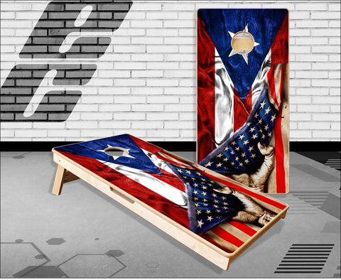 Puerto Rican Flag Cornhole Boards