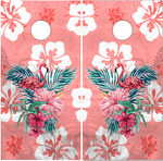 Pink Flamingo Wood Hawaiian UV Direct Print Cornhole Tops