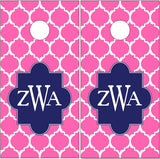 Pink Monogram Letter Cornhole Wrap