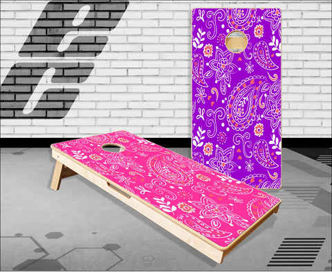Pink Purple Paisely Cornhole Boards