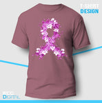 Pink Ribbon Flowers Unisex T-Shirt