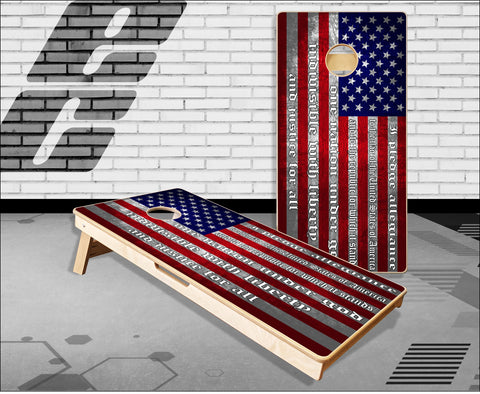 Pledge American Flag Grunge Cornhole Boards
