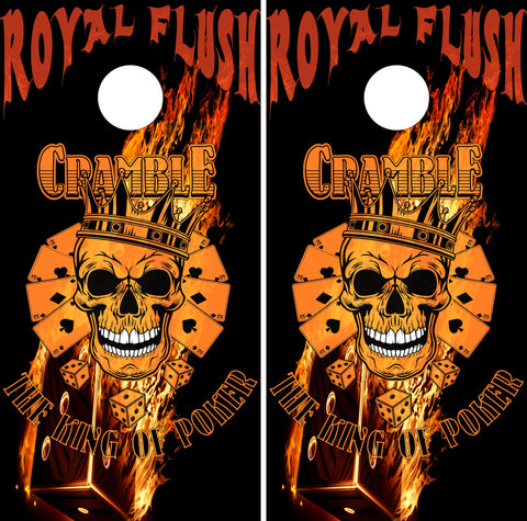 Poker Skull Royal Flush Cornhole Wrap