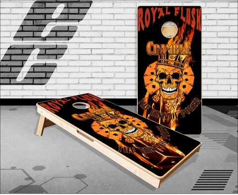 Poker Skull Royal Flush Cornhole Boards