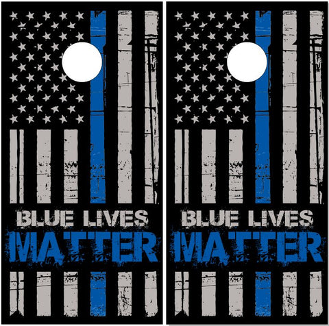 Police Blue lives Matter Flag Cornhole Wrap